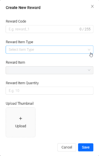 create new reward form