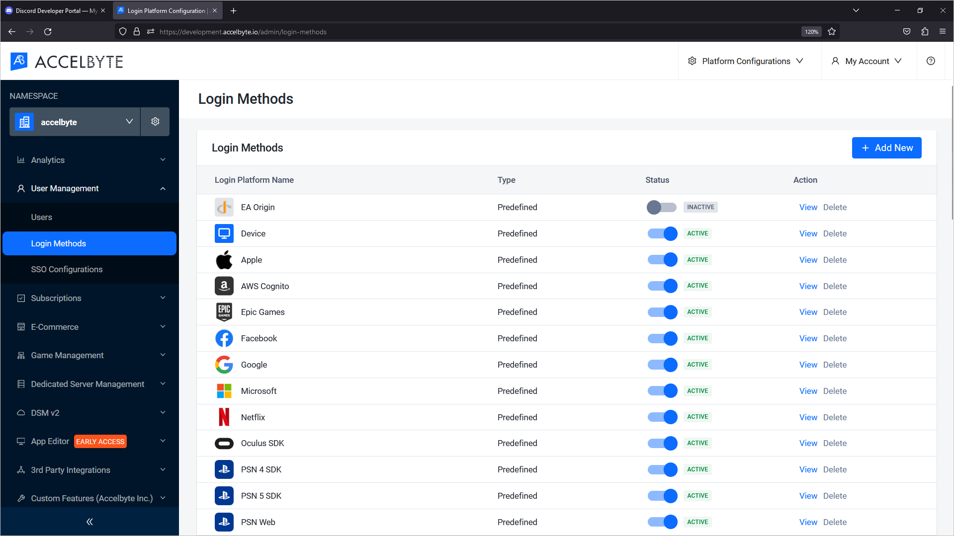 Aclick add new login method