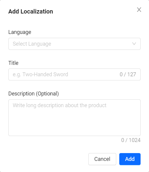 Pass Add localization form