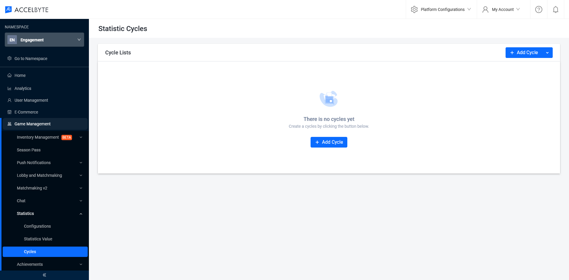 navigate to statistic cycles in admin portal