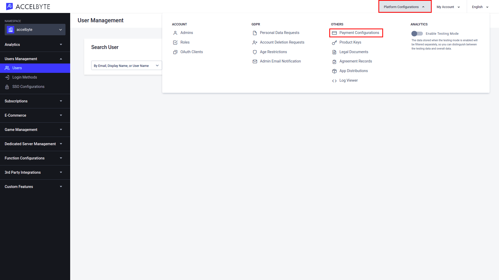 click platform configurations for Xsolla