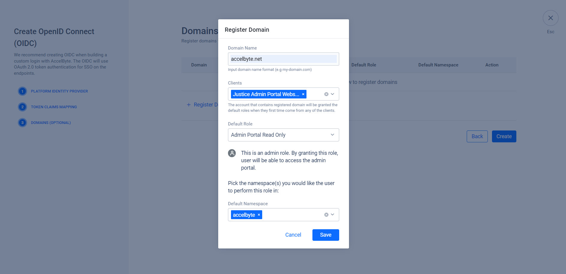 Image shows the Register Domain form