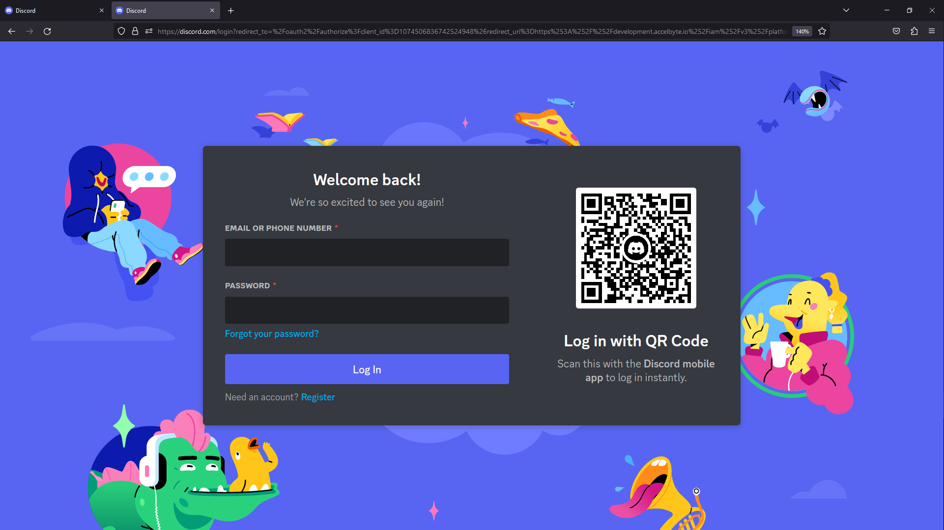 discord login page