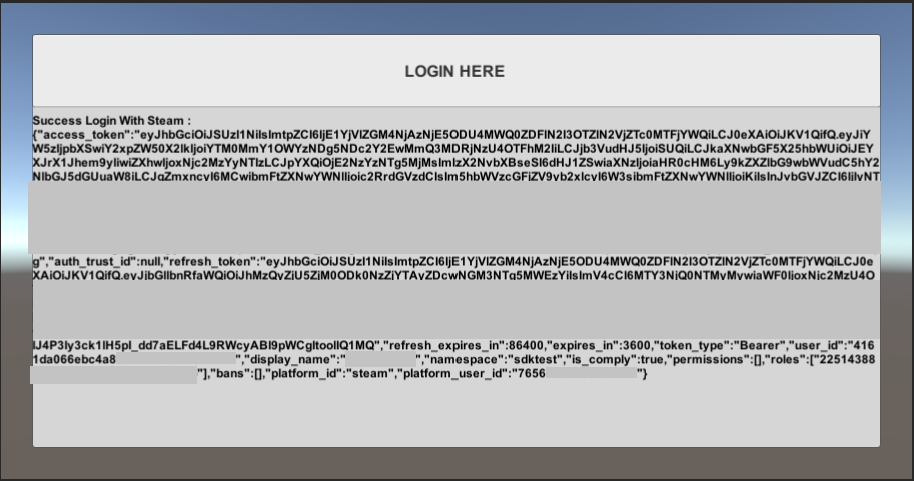 Steam login sample code login Unity success
