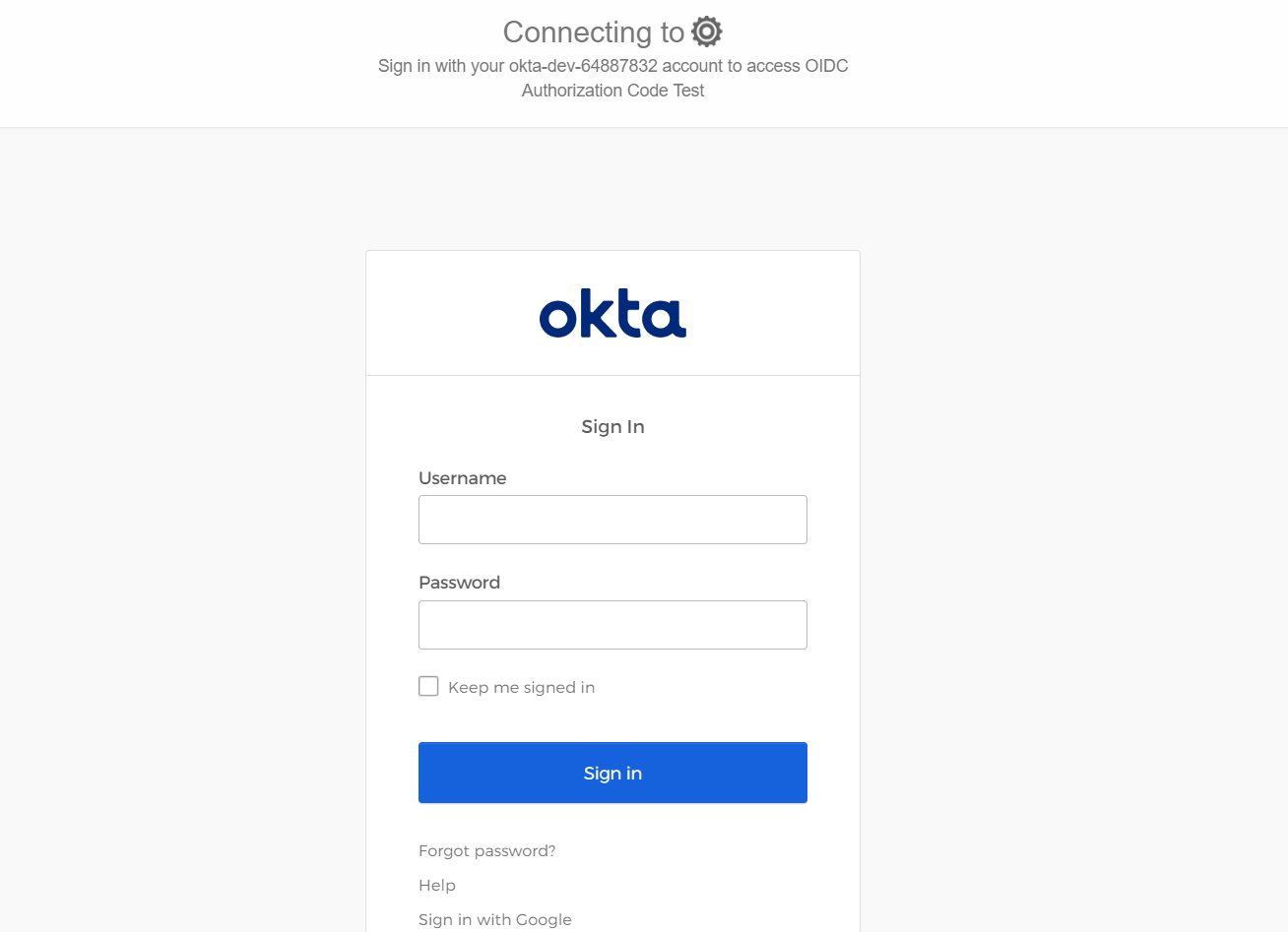 Image shows the Okta Login page