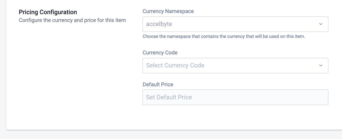 Pricing Config