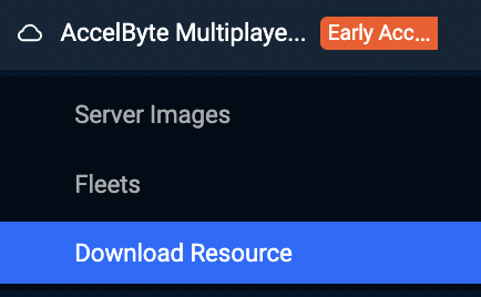 Download Resource option from the AccelByte Gaming Services Admin Portal sidebar