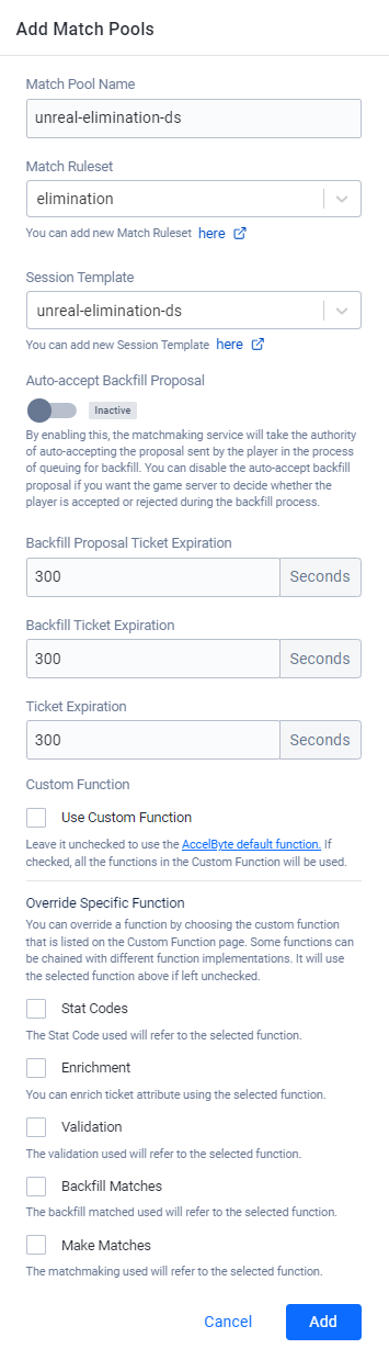 Create Match Pool