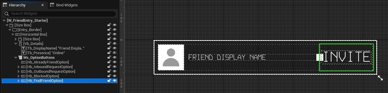 Potential friend entry widget