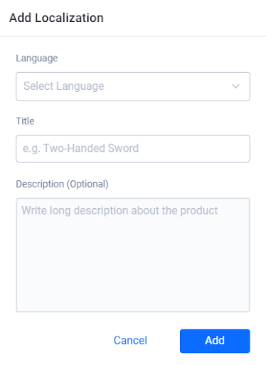 Add Localization form