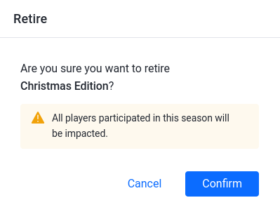 Retire Season Pass confirmation message