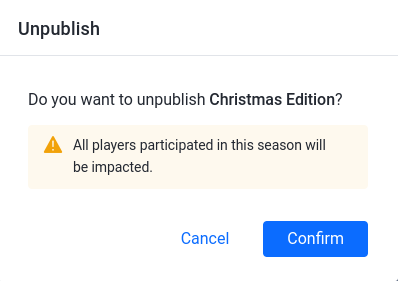 Unpublish Season Pass confirmation message