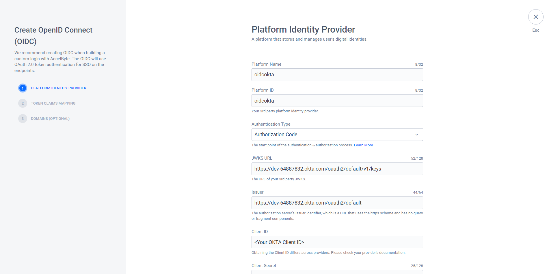 Auth Code Config 1