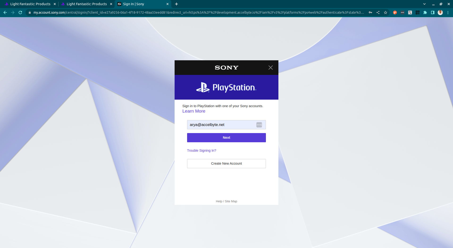 PSN Login page