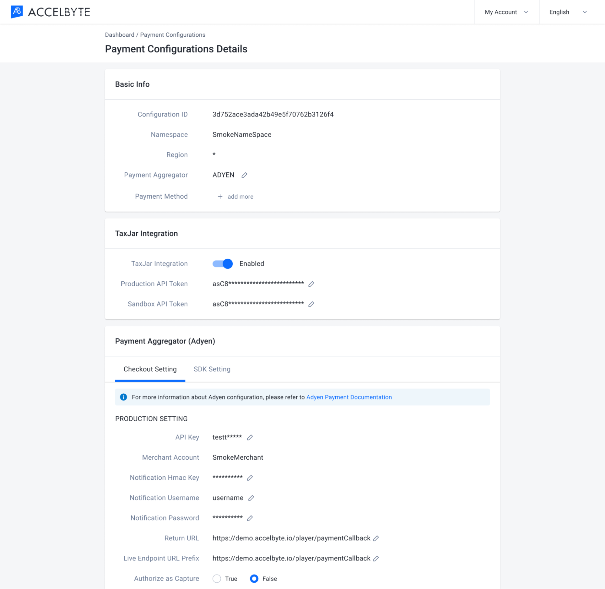 specific configurations details page