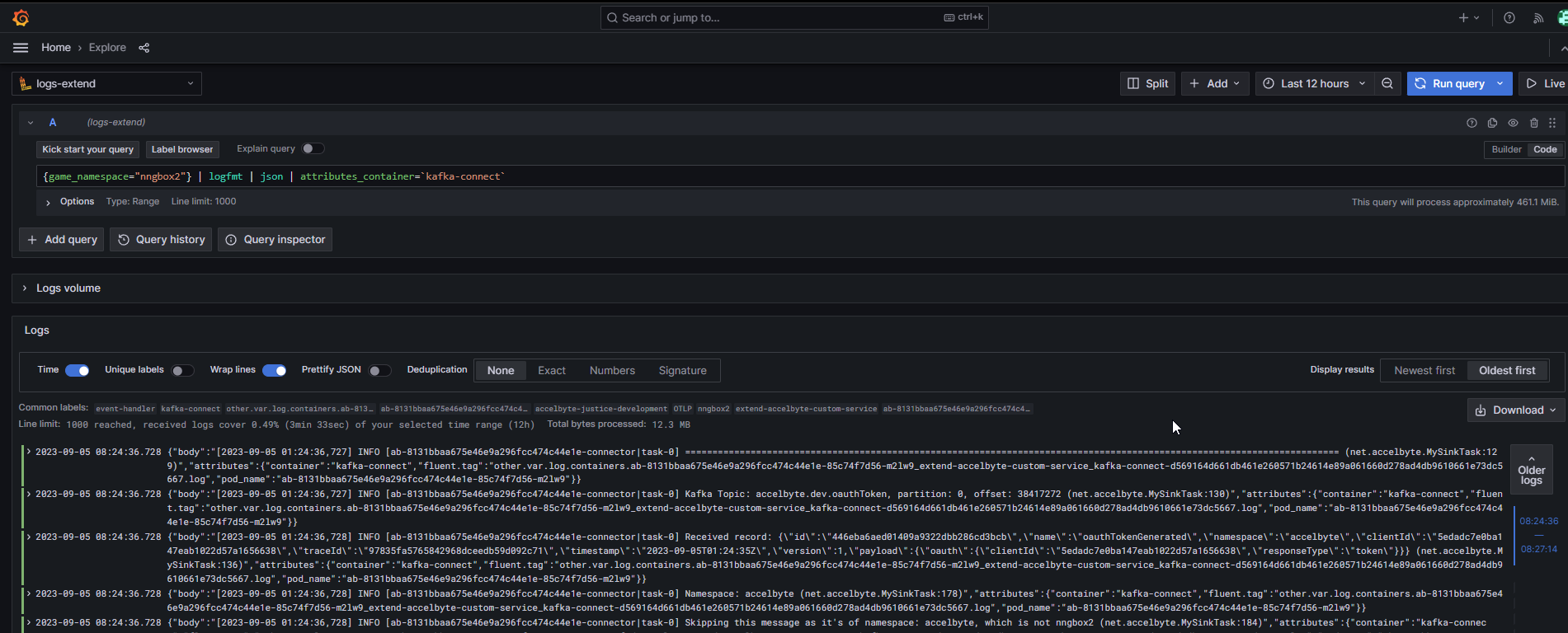 Event Handler logs for kafka-connect