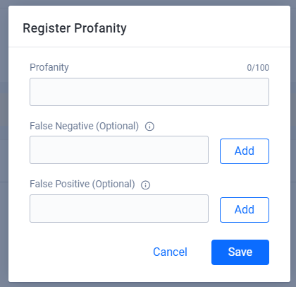 Image shows how to register profanity word