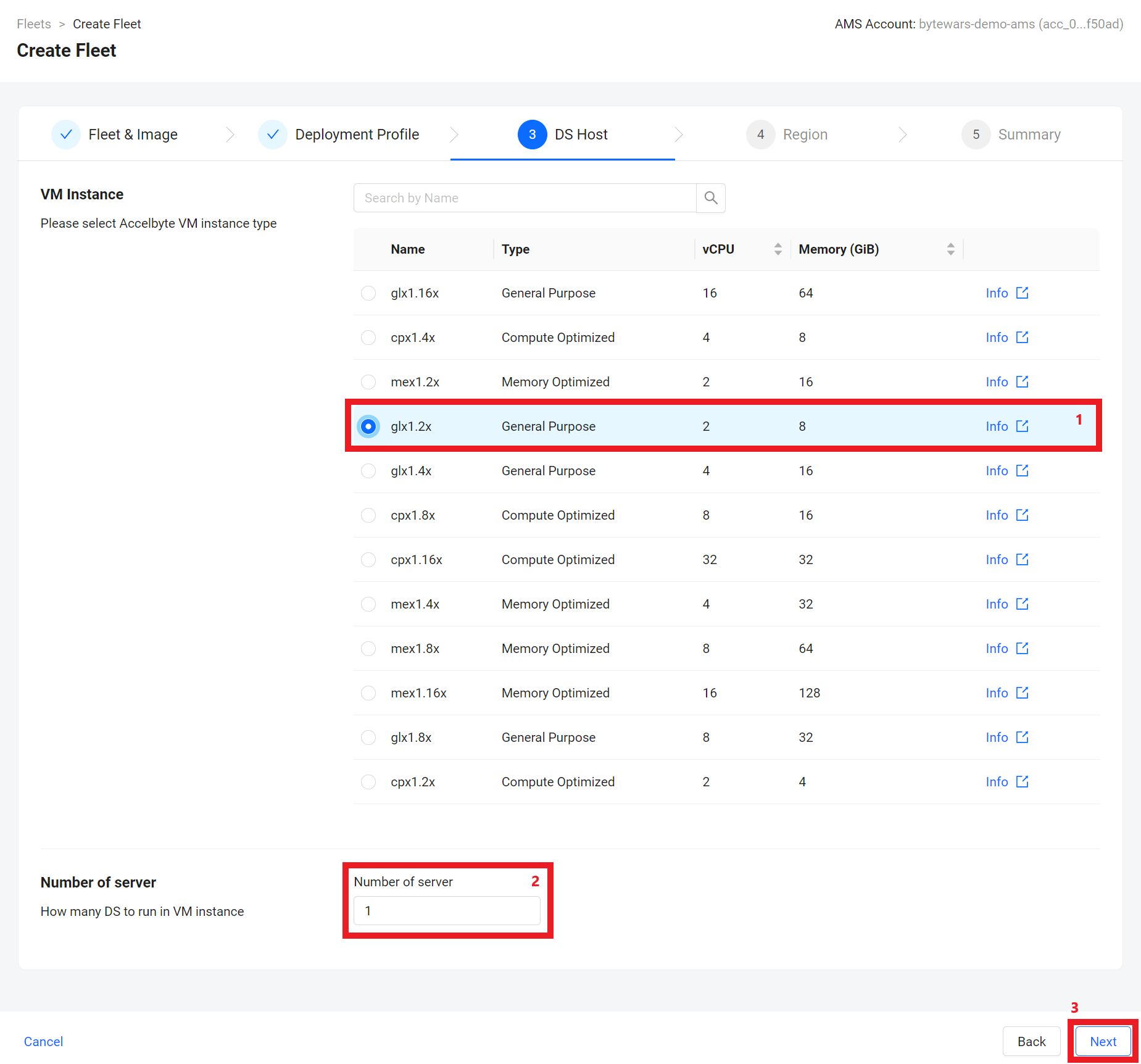 Create Fleet DS Host step