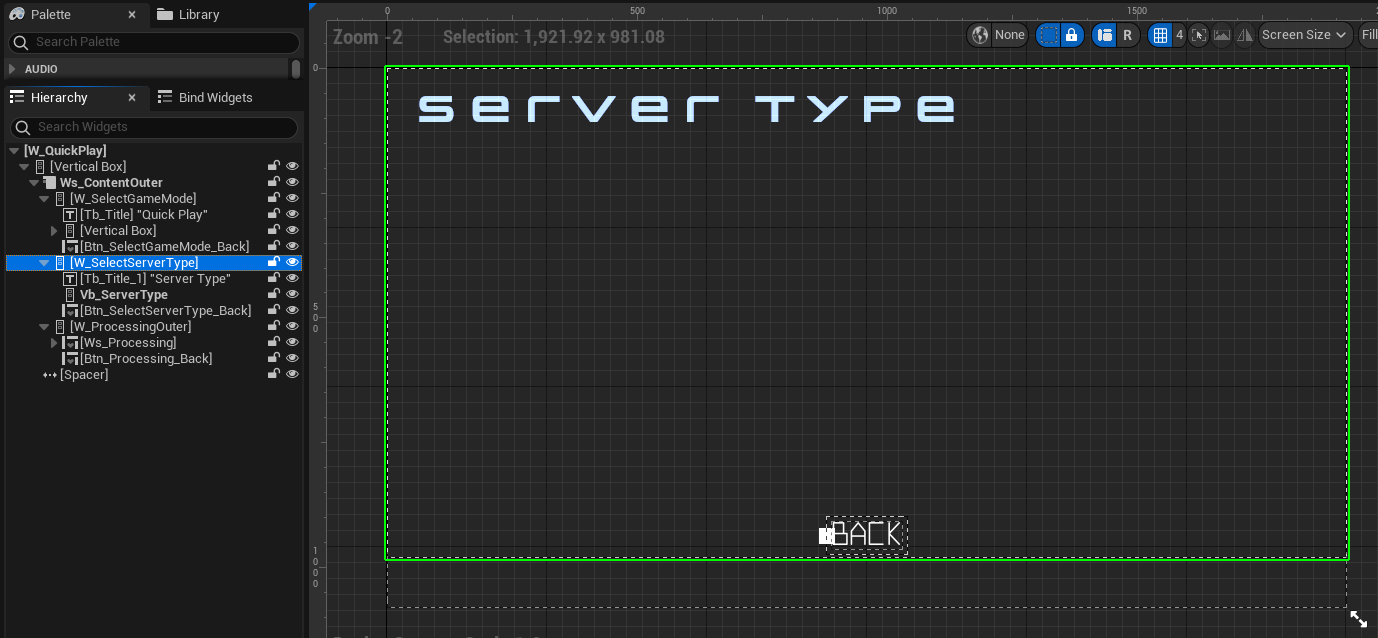 Preview of Quick Play widget&#39;s Select Server Type state