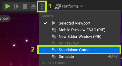 Play game in standalone mode