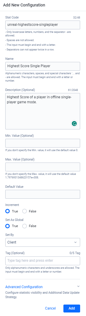 Configure stat