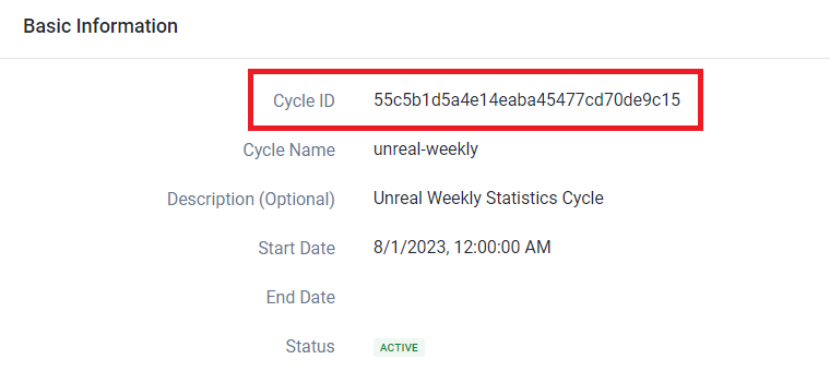 Statistics cycle&#39;s Cycle ID